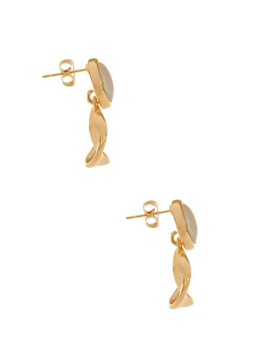 Aretes Redondo Piedra Beige y Redondo sin Corntorno
