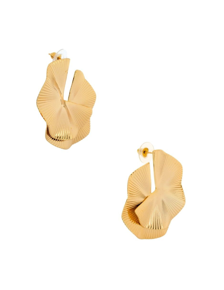 Aretes Chapa Redondo Abanico Dorado
