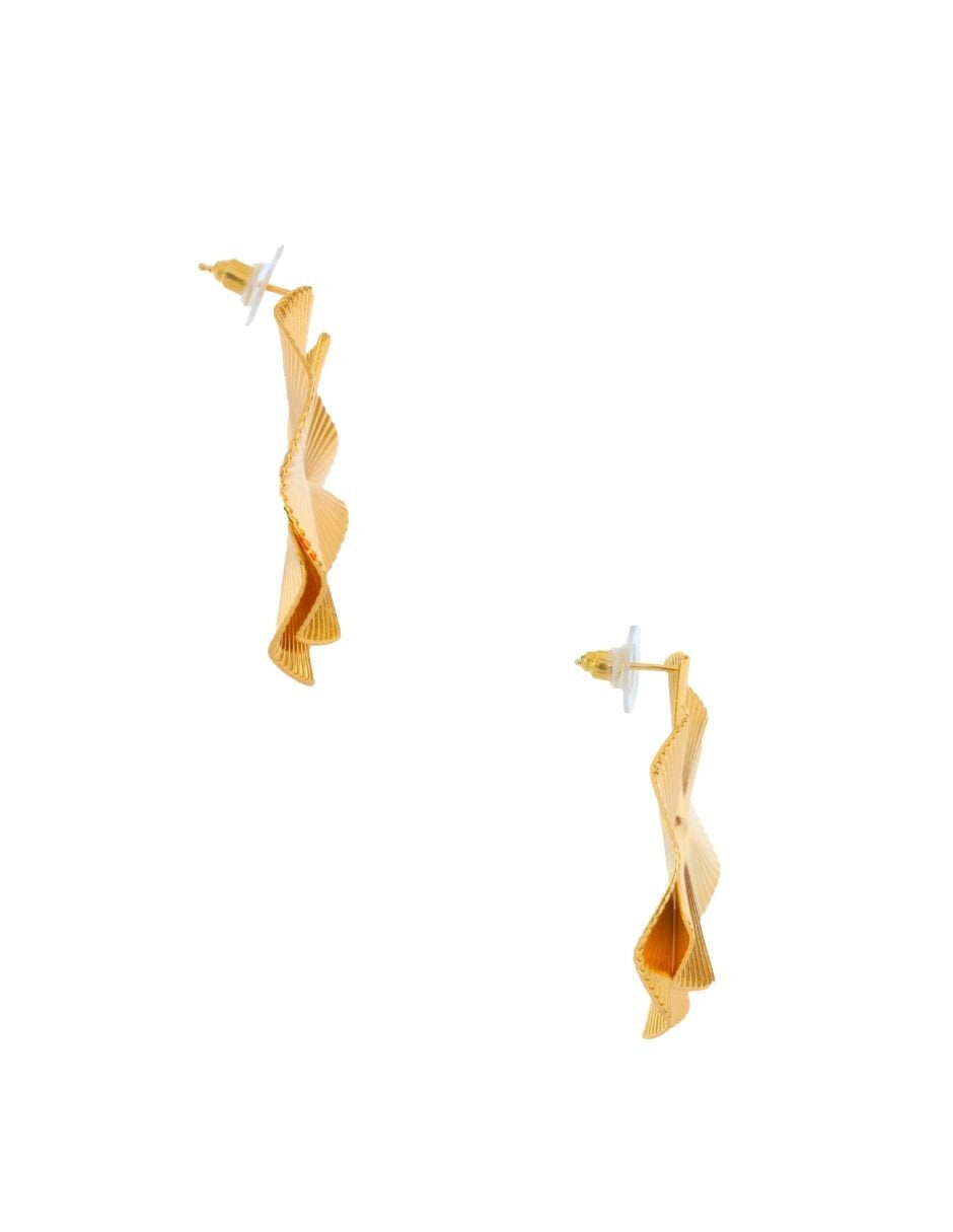 Aretes Chapa Redondo Abanico Dorado