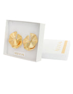 Aretes Chapa Redondo Abanico Dorado