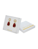 Arete Colgante Oval Rojo y Cristal Redondo