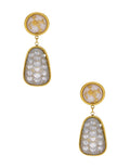 Arete Colgante Oval Gris y Cristal Redondo