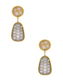 Arete Colgante Oval Gris y Cristal Redondo