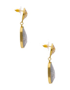 Arete Colgante Oval Gris y Cristal Redondo