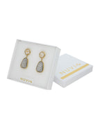 Arete Colgante Oval Gris y Cristal Redondo