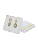 Arete Colgante Oval Gris y Cristal Redondo