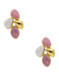 Arete Esmalte Asimetrico Varios Lila, Blanco y Dorado