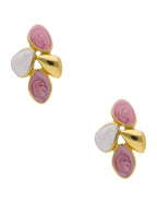 Arete Esmalte Asimetrico Varios Lila, Blanco y Dorado