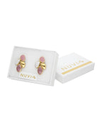 Arete Esmalte Asimetrico Varios Lila, Blanco y Dorado