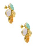 Arete Esmalte Asimetrico Varios Verde, Blanco, Naranja y  Dorado