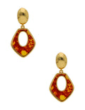 Arete Colgante Rombo Esmalte Tinto