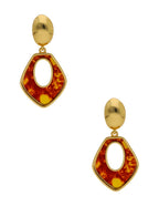 Arete Colgante Rombo Esmalte Tinto