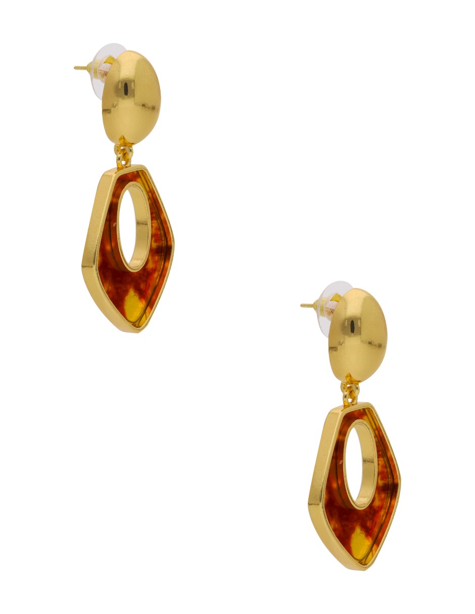 Arete Colgante Rombo Esmalte Tinto
