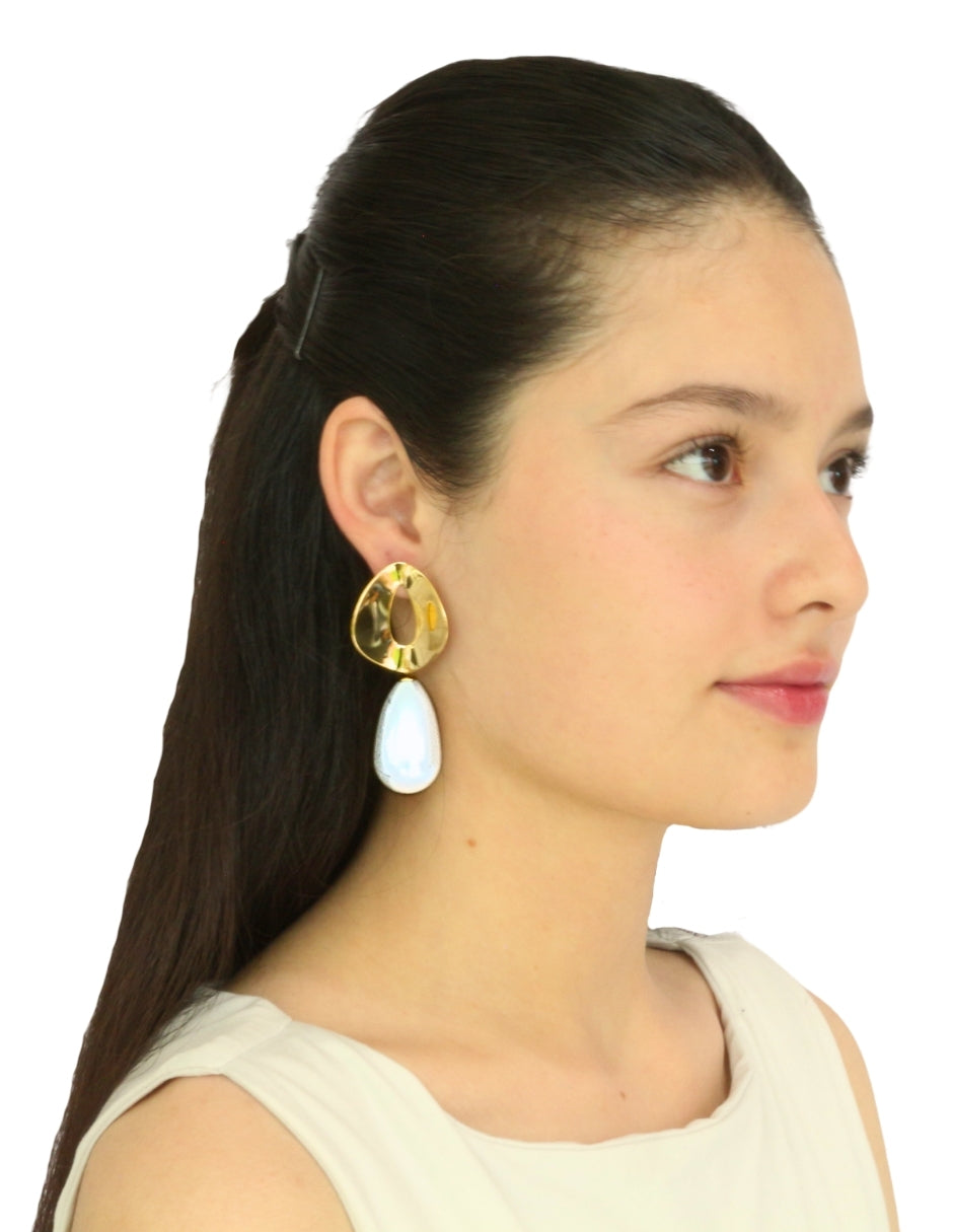 Arete Grande Colgante Perla