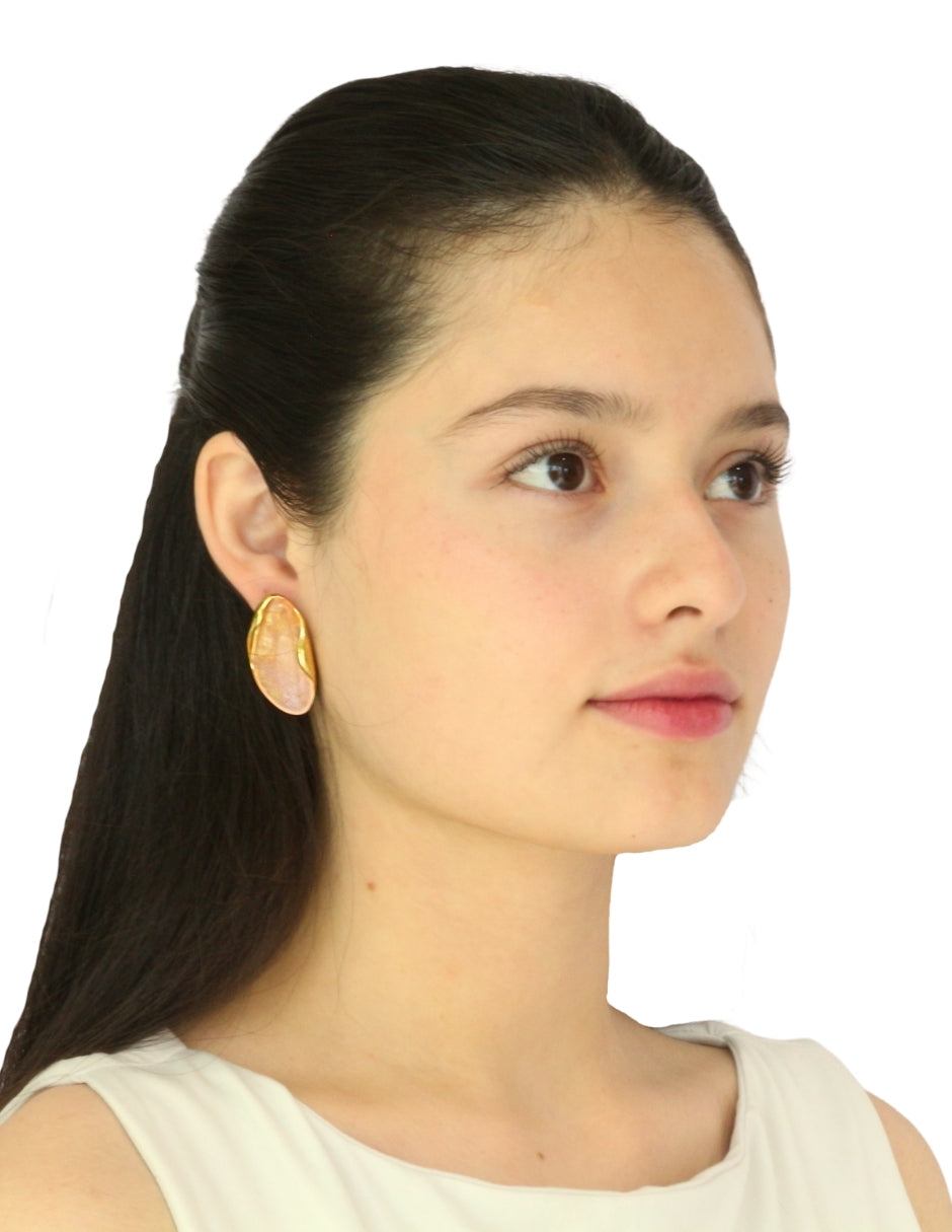 Arete Gota Resina Rosa