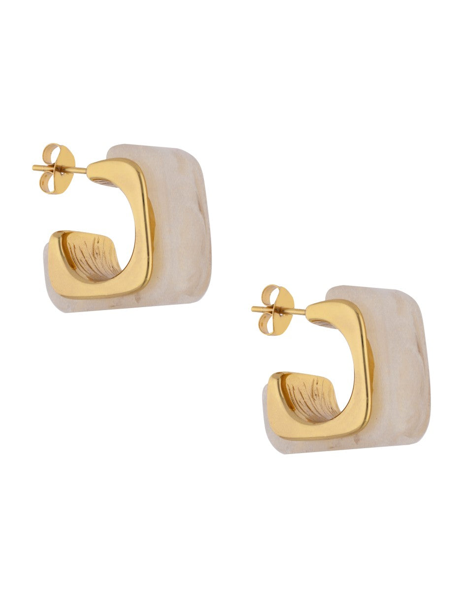 Arete Cubo Resina Blanco