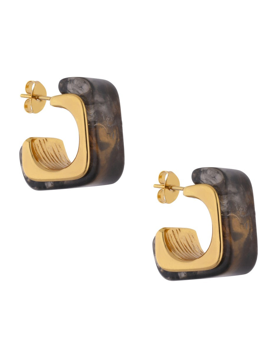 Arete Cubo Resina Negro