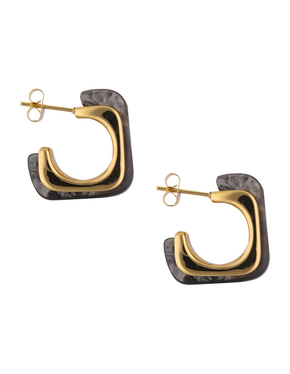 Arete Cubo Resina Negro