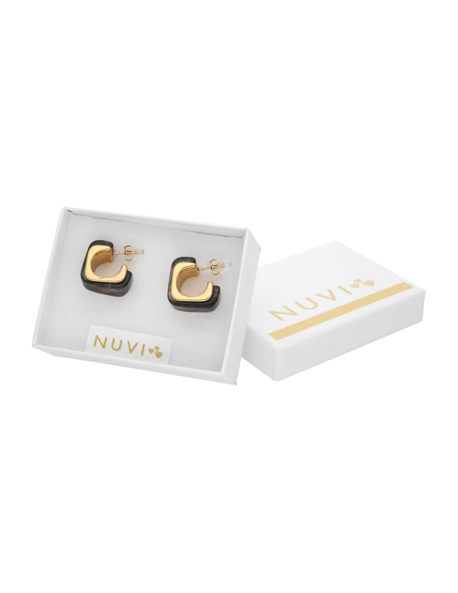 Arete Cubo Resina Negro