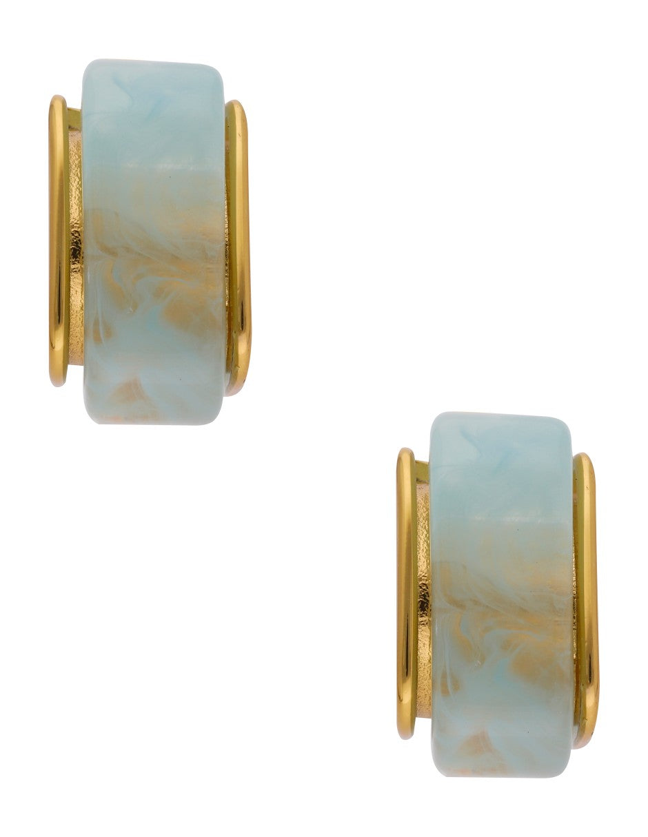 Arete Cubo Resina Azul