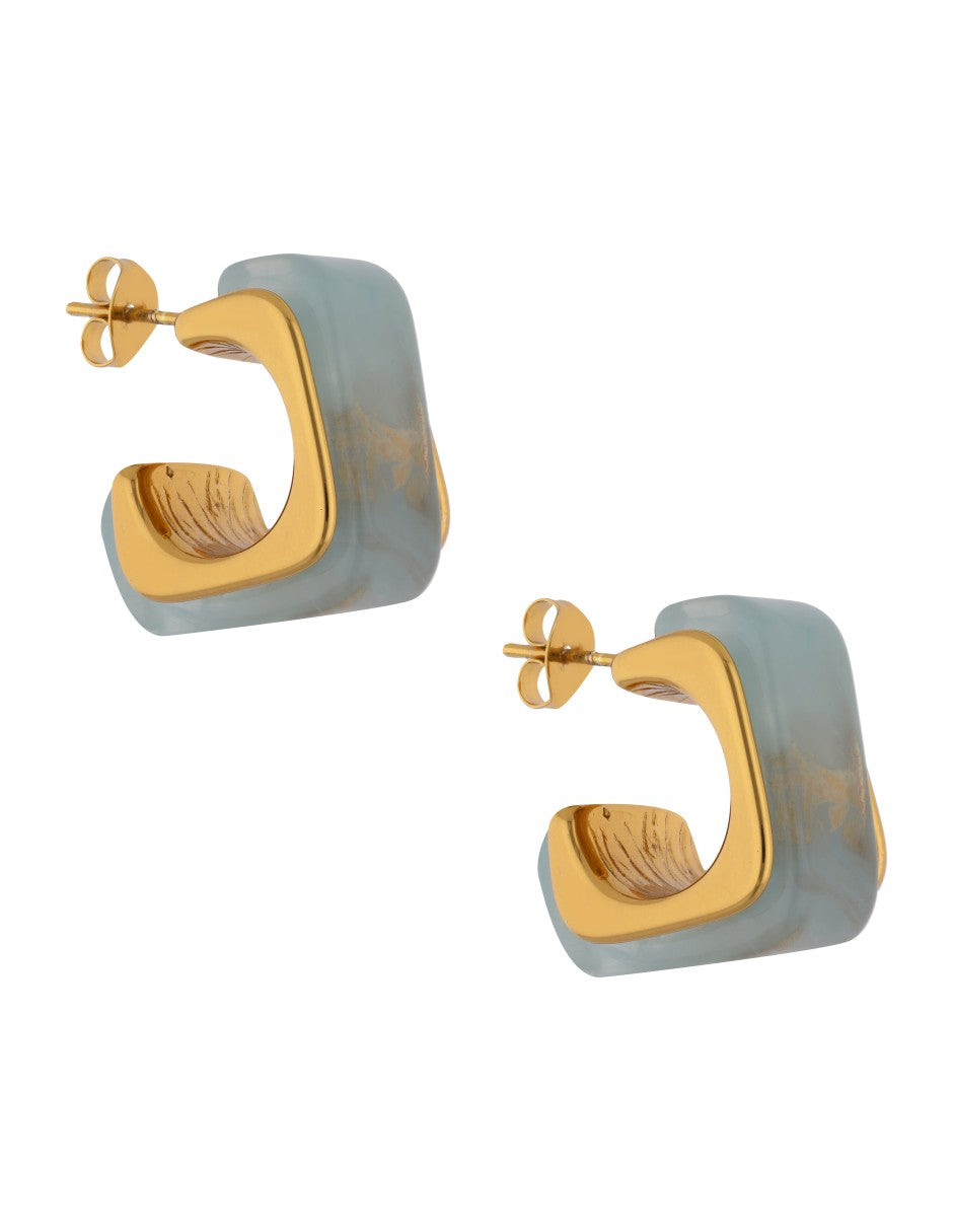 Arete Cubo Resina Azul