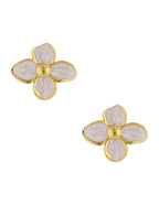Aretes Flor Esmalte Blanco
