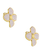 Aretes Flor Esmalte Blanco