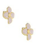 Aretes Flor Esmalte Blanco