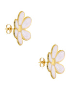 Aretes Flor Esmalte Blanco