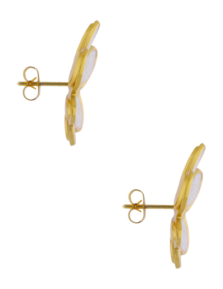 Aretes Flor Esmalte Blanco