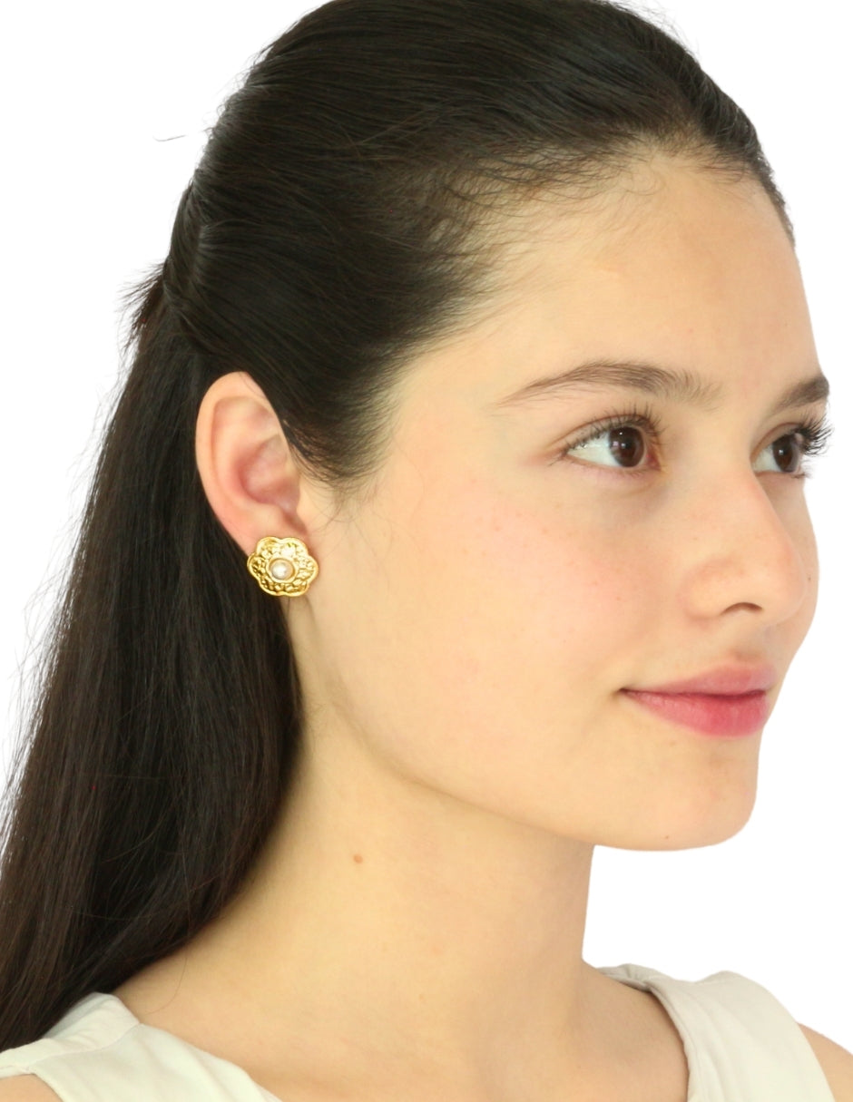 Aretes Flor Perla