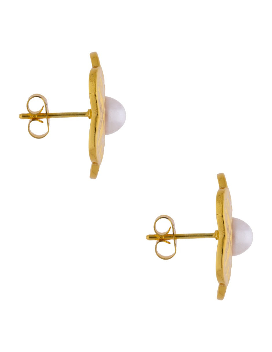 Aretes Flor Perla
