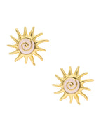 Aretes Sol Esmalte Blanco