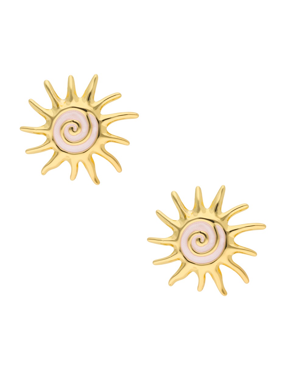 Aretes Sol Esmalte Blanco
