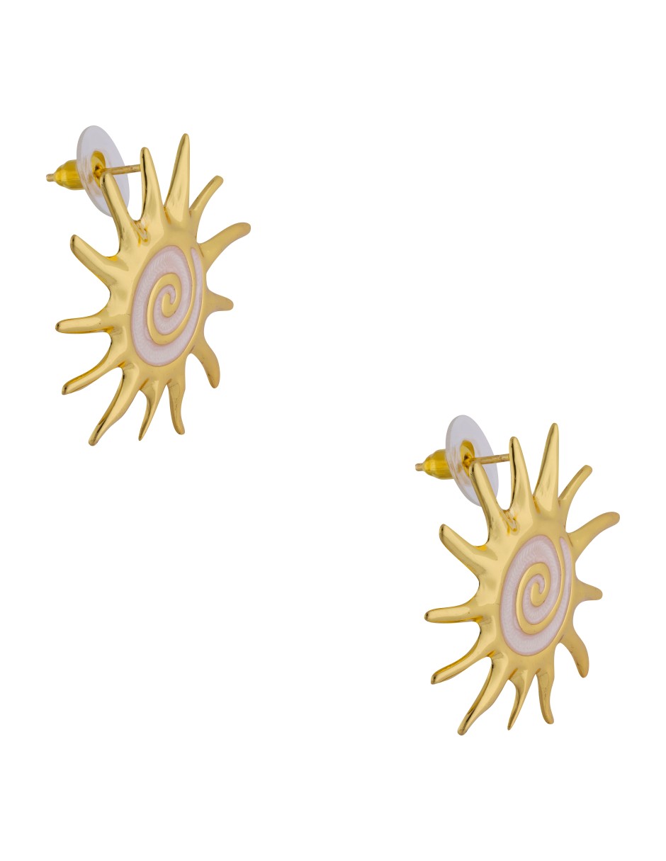 Aretes Sol Esmalte Blanco