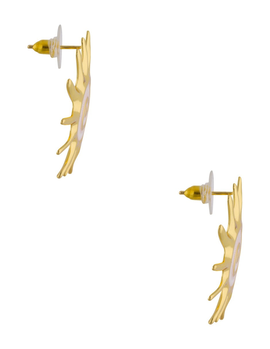 Aretes Sol Esmalte Blanco