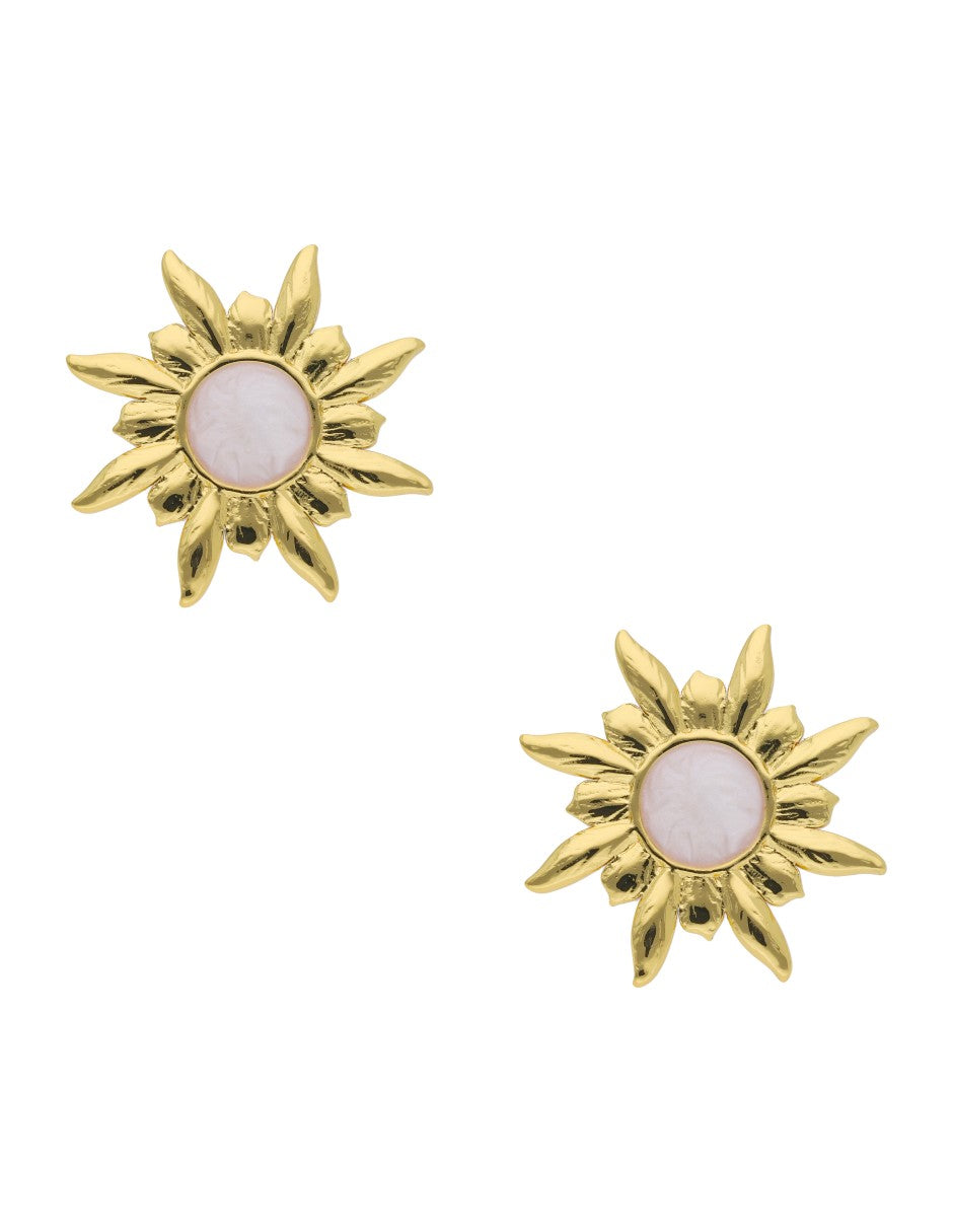Aretes Sol Esmalte Blanco