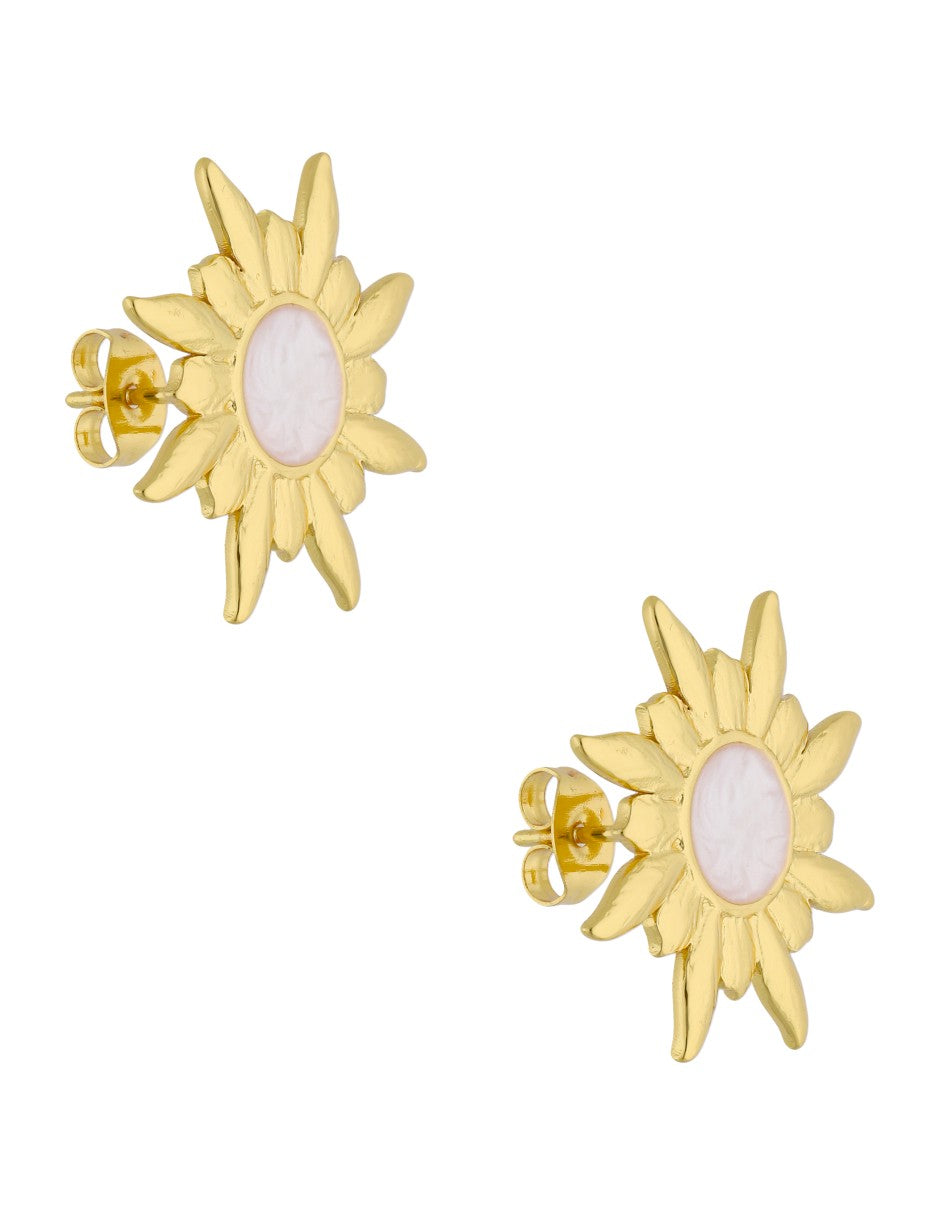 Aretes Sol Esmalte Blanco