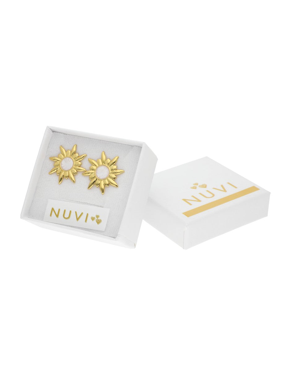 Aretes Sol Esmalte Blanco