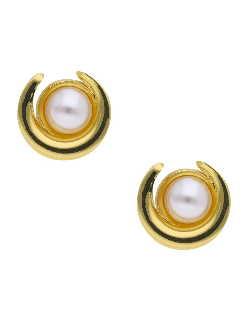 Aretes Circulo Con Perla Dentro