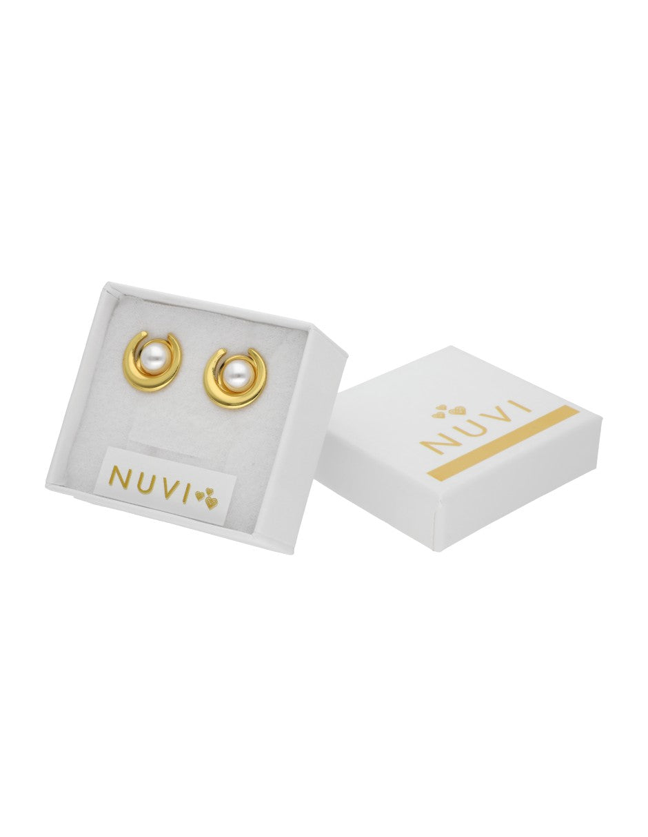 Aretes Circulo Con Perla Dentro