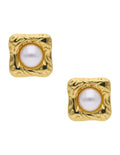 Aretes Cuadro Con Perla Dentro