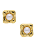 Aretes Cuadro Con Perla Dentro