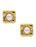 Aretes Cuadro Con Perla Dentro