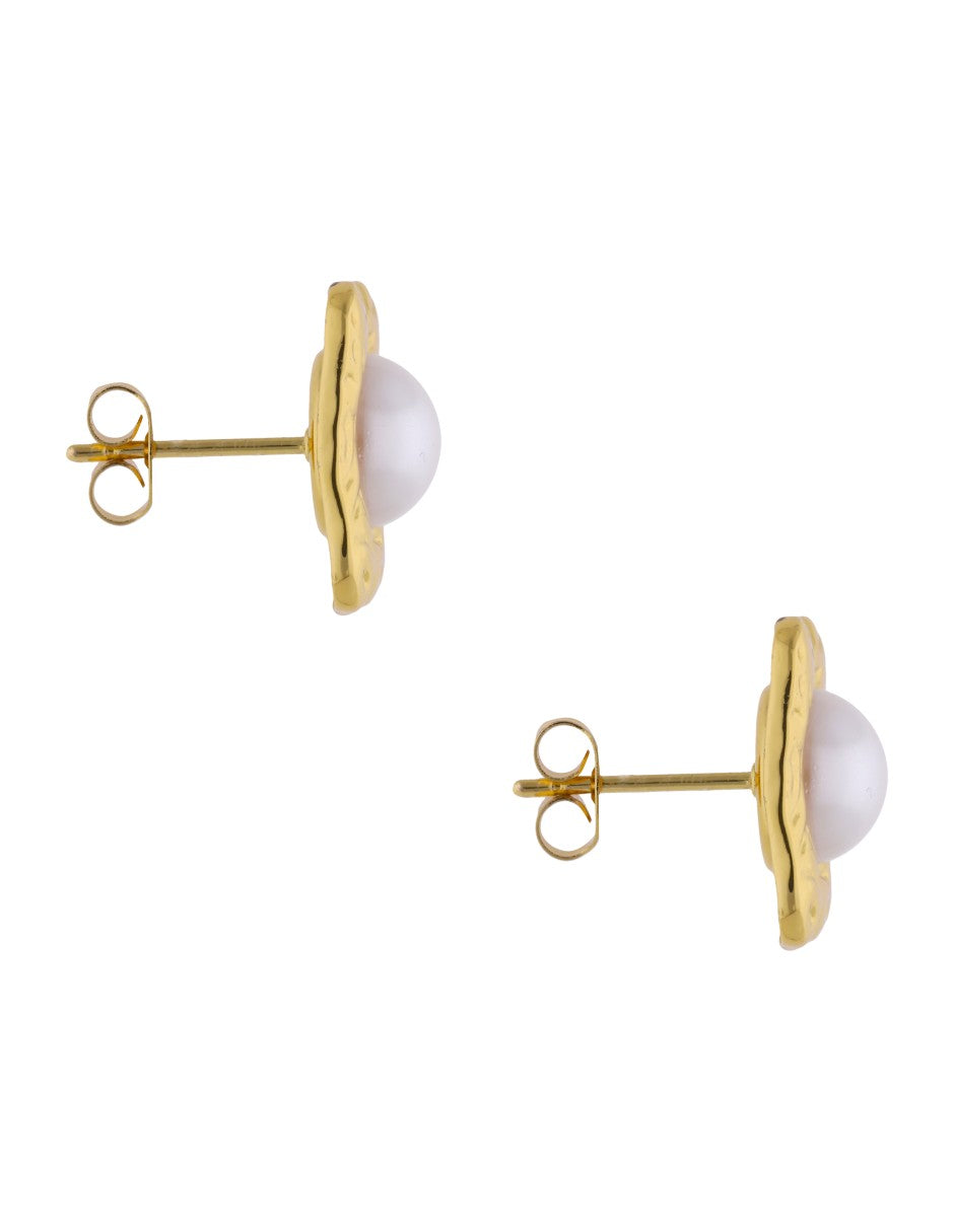 Aretes Cuadro Con Perla Dentro