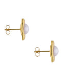 Aretes Cuadro Con Perla Dentro