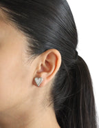 Arete Corazon Perla Madre Plateado