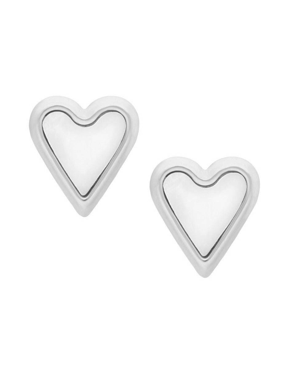 Arete Corazon Perla Madre Plateado