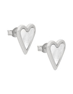 Arete Corazon Perla Madre Plateado