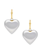 Arete Colgante Corazon Inflado Grande Bicolor
